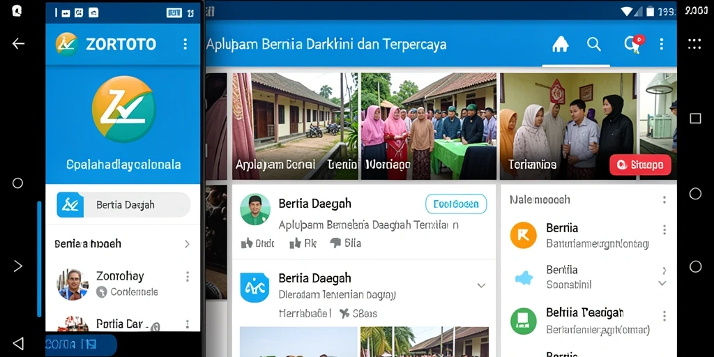 Tampilan antarmuka ZORTOTO menampilkan kategori berita daerah yang lengkap dan informatif.